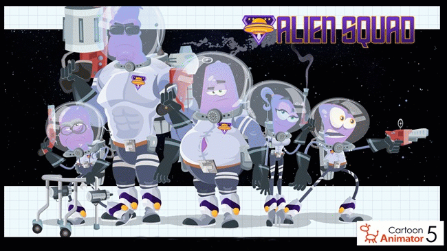 5 Alien Squad characters in The Planet Surface