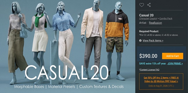 Casual 20 | 20 Essential 3D Casual Clothing Bases (12GB)